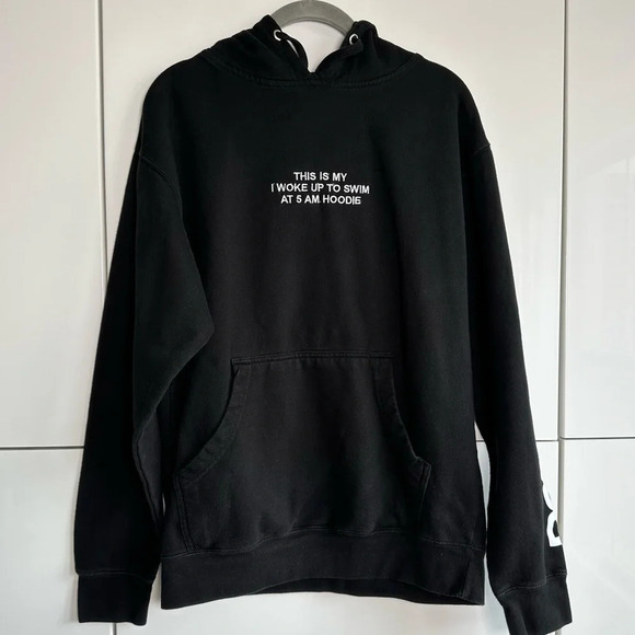 Deep End Swim Sweatshirt Swimmers Swimming Size Medium Black Hoodie Unisex - Picture 1 of 7
